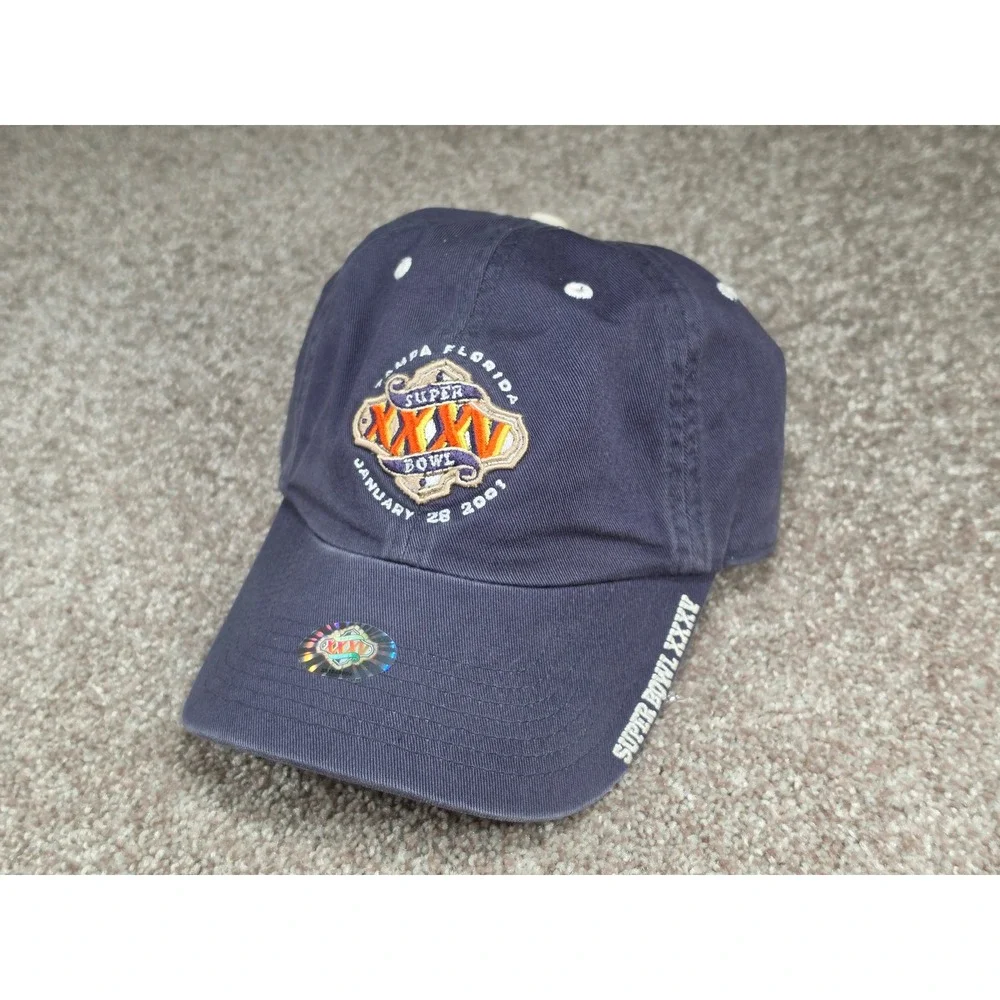 Vintage NFL Super Bowl XXXV Hat Twins Enterprise 2001 Tampa Florida‎ Navy Blue